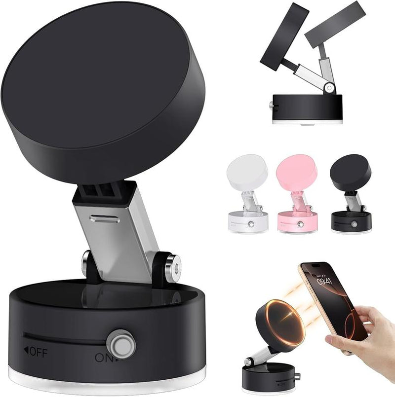 Vacuum Magnetic Suction Phone Holder, 2025 New Magnetic Suction Phone Mount, Foldable Portable Double-Sided Vacuum Magnetic Adsorption Adjustable Mobile Phone Holder