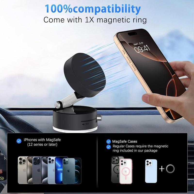Vacuum Magnetic Suction Phone Holder, 2025 New Magnetic Suction Phone Mount, Foldable Portable Double-Sided Vacuum Magnetic Adsorption Adjustable Mobile Phone Holder